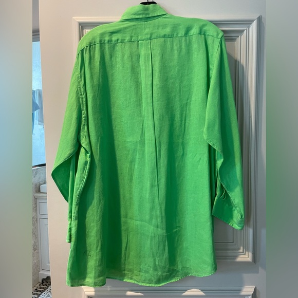 Ralph Lauren Linen Green button down - Picture 2 of 4